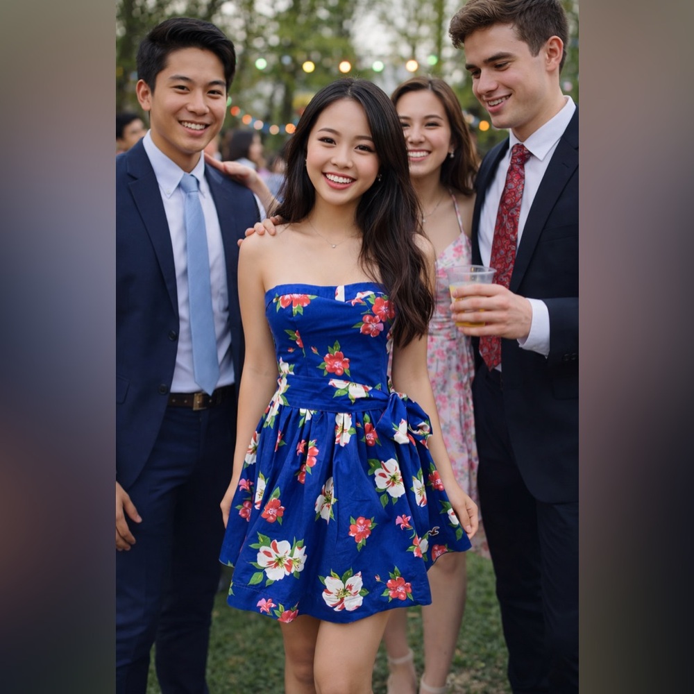 Hollister Women's Strapless Smocked Floral Mini Dress